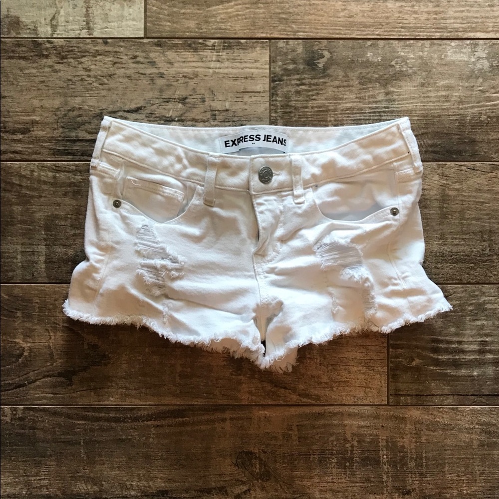 Express white jean shorts